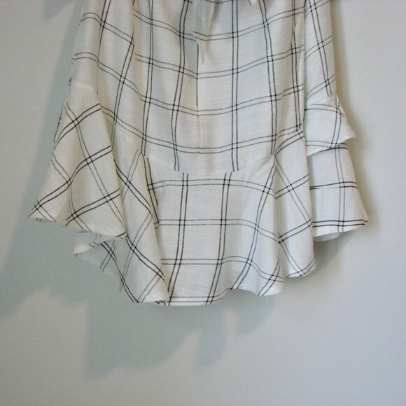 Saints + Secrets Mini Dress White Black Check Ruffle Trim Keyhole Back Small NWT - Picture 16 of 16